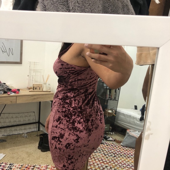 Maroon/raspberry bodycon velvet free people dress - Picture 2 of 4